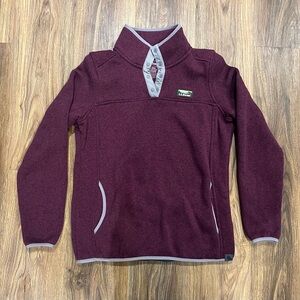 L.L.Bean Women's Sweater Fleece Pullover Snap-T - Dark Plum - Medium